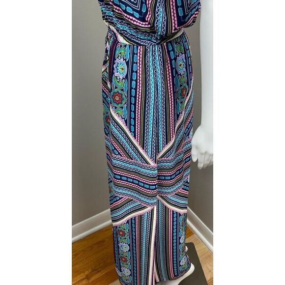 New York & Co Sleeveless Maxi Romper Dress Womens Small Multicolor Summer AZ0324 - Picture 5 of 10